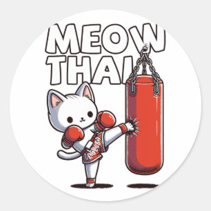 Sticker Rond Muay Thai Cat