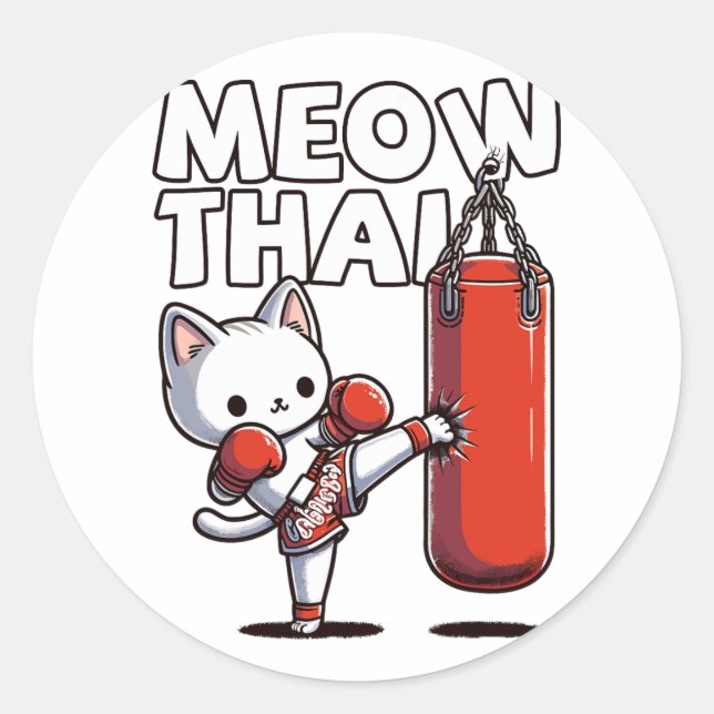 Sticker Rond Muay Thai Cat (Devant)