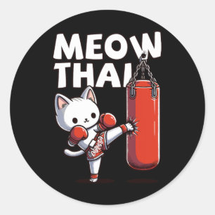 Sticker Rond Muay Thai Cat Meow Thai