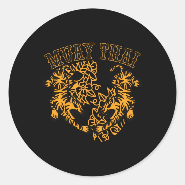 Sticker Rond Muay Thai Kick Boxer Tiger Thaïlande Mial Mixed ma (Devant)
