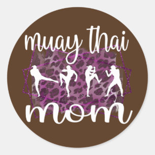 Sticker Rond Muay Thai Mama D'Un Muay Thai Fighter Muay Thai