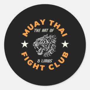 Sticker Rond Muay Thai Mma Combat Tatouage Tigre Art des 8 Memb
