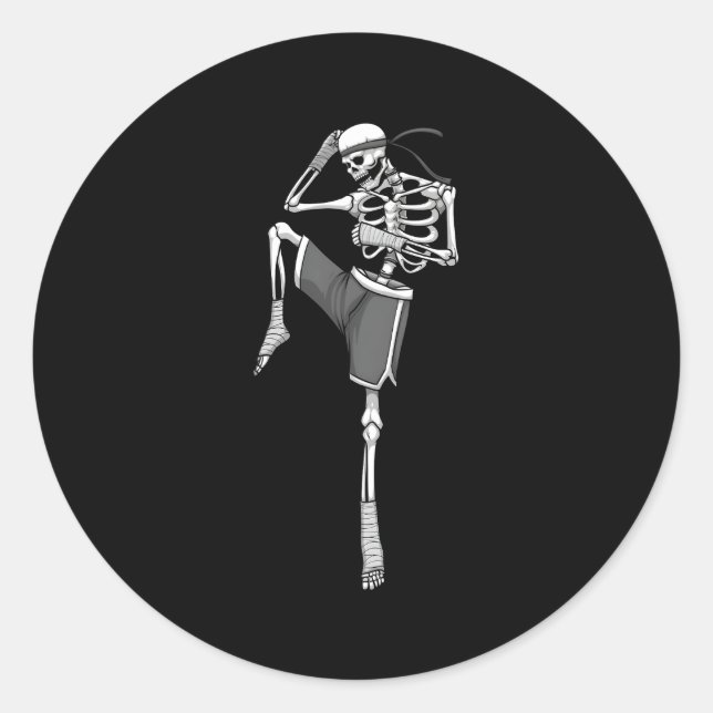 Sticker Rond Muay Thai Pour Skeleton Mixed martial art Kickboxi (Devant)
