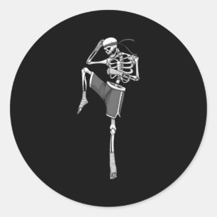 Sticker Rond Muay Thai Pour Skeleton Mixed martial art Kickboxi