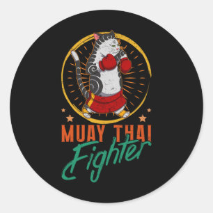 Sticker Rond Muay Thai Thaïlande Poing Anneau Genou Technique d