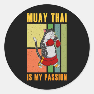 Sticker Rond Muay Thai Thaïlande Poing Anneau Genou Technique d