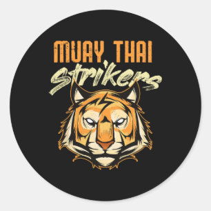 Sticker Rond Muay Thai Tiger Boxe Thaïlandaise Thaïlande Kickbo