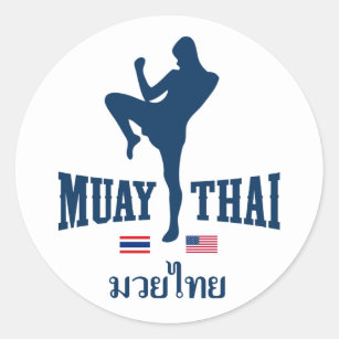 Sticker Rond Muay Thaïlande thaïlandaise Etats-Unis