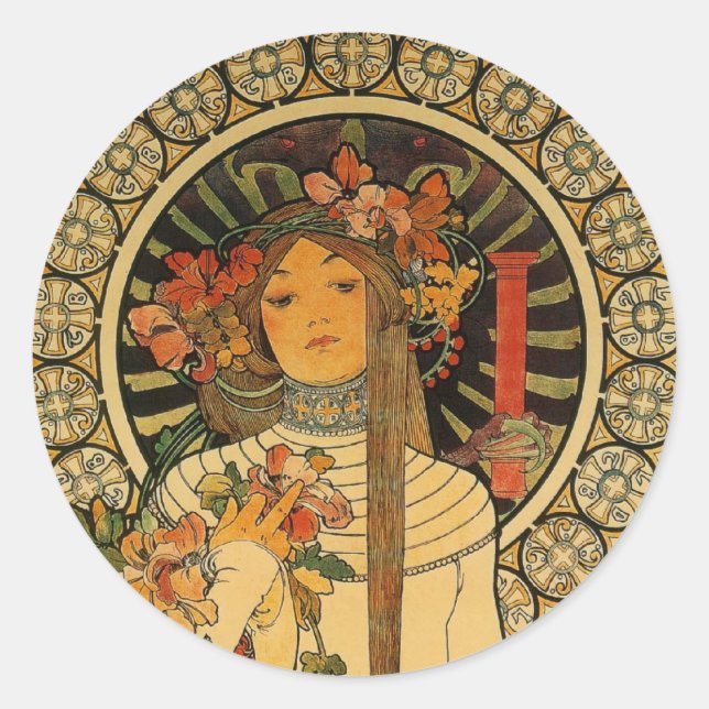 Sticker Rond Mucha La Trappistine (Devant)