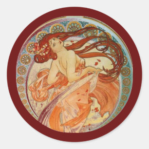 Sticker Rond Mucha Woman