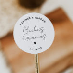 Sticker Rond Muchas Gracias Minimaliste Merci Mariage<br><div class="desc">Stickers Mariage minimaliste Muchas Gracias</div>