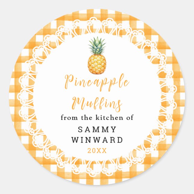 Sticker Rond Muffin à l'ananas fait maison (Devant)