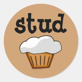 Sticker Rond Muffin de costume, Cute Funny Baked Good