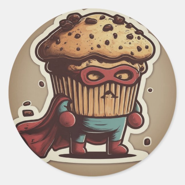 Sticker Rond muffin de super-héros, (Devant)