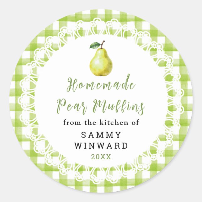 Sticker Rond Muffin maison aux poires (Devant)