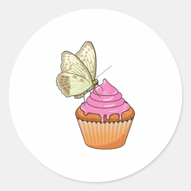 Sticker Rond Muffin Papillon (Devant)