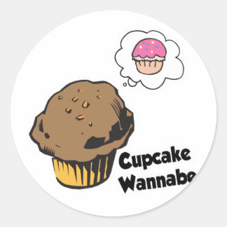 Sticker Rond Muffin qui veut être un Cupcake