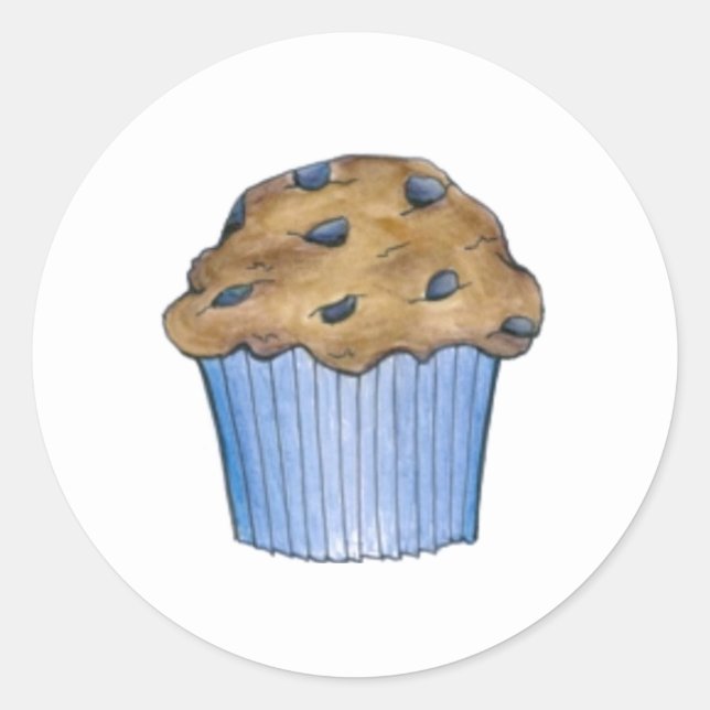 Sticker Rond Muffins aux bleuets Petit-déjeuner Muffin Cuisson  (Devant)
