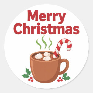 Sticker Rond Mug de cacao Joyeux Noël