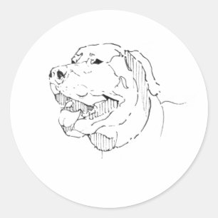 Sticker Rond Mug Labrador Retriever, Dessin au trait de chien