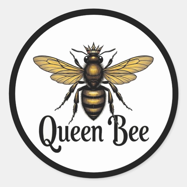 Sticker Rond Mug Queen Bee Latte (Devant)