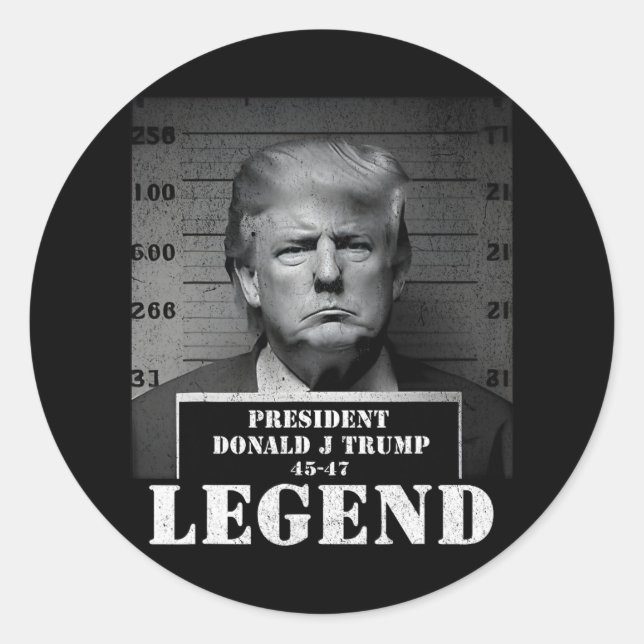 Sticker Rond Mugshot du président Trump Legend (Devant)