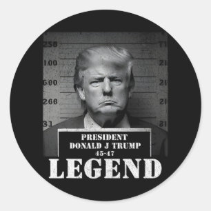 Sticker Rond Mugshot du président Trump Legend