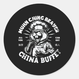 Sticker Rond Muhn Ching Beaver Dirty Raunchy Adult Humor Teme M