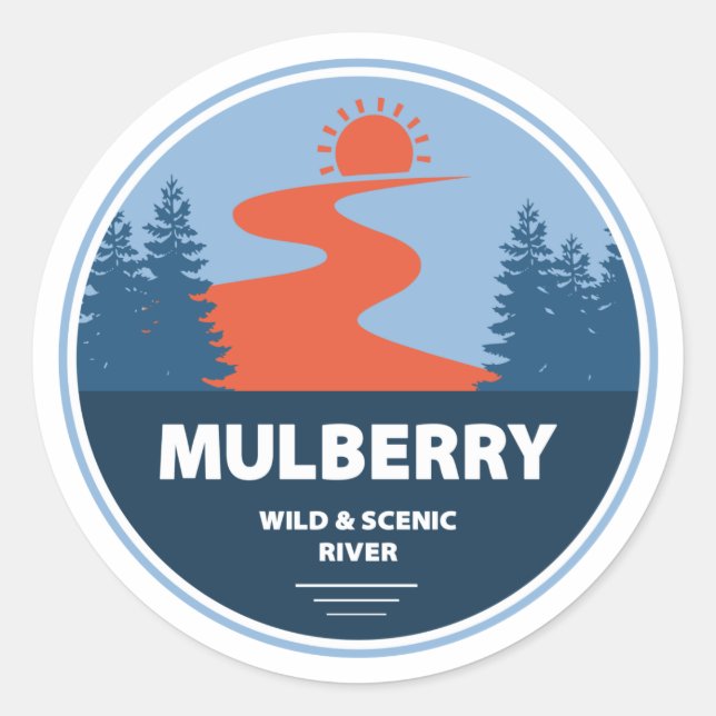 Sticker Rond Mulberry Wild Et Rivière Pittoresque, Arkansas (Devant)