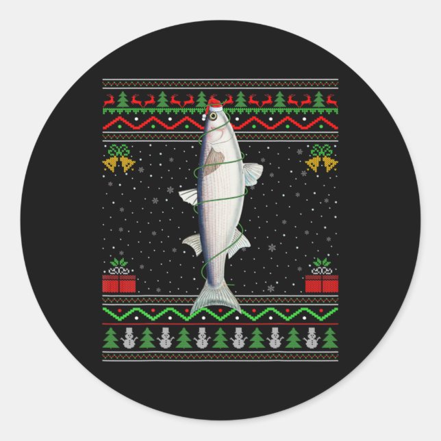 Sticker Rond Mullet Fish Lover Matching Ugly Mullet Christmas T (Devant)
