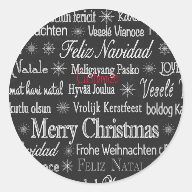 Sticker Rond Multi-language Merry Christmas Thunder_Cove (Devant)