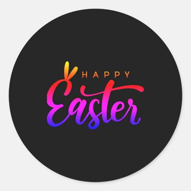Sticker Rond Multicolore joyeuses Pâques  (Devant)