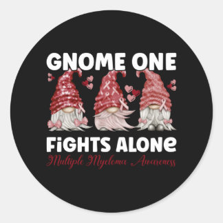 Sticker Rond Multiple Myeloma Cancer Burgundy Ribbon Gnome