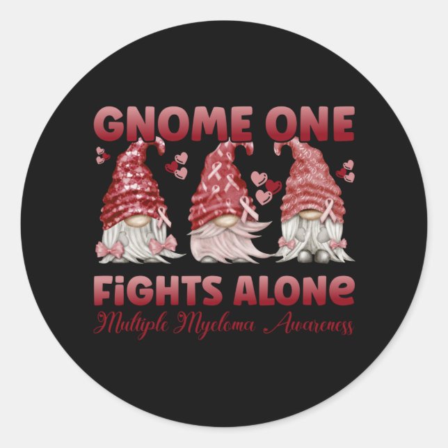 Sticker Rond Multiple Myeloma Cancer Burgundy Ribbon Gnome (Devant)