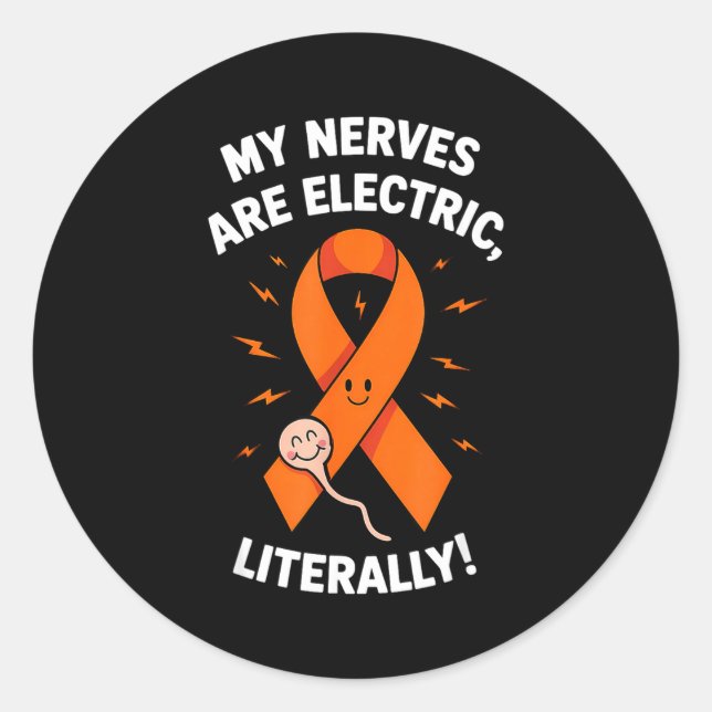Sticker Rond Multiple Sclerosis Awareness 2025 -orange Ribbon_  (Devant)