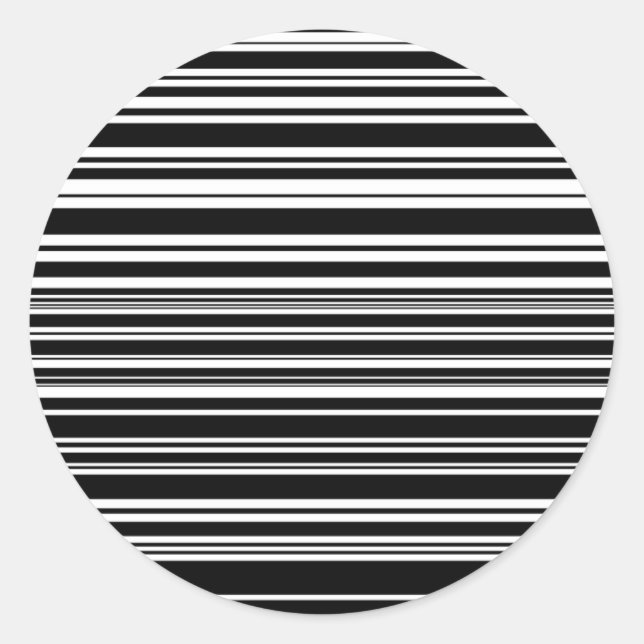 Sticker Rond Multitudes de rayures noires et blanches inégales (Devant)