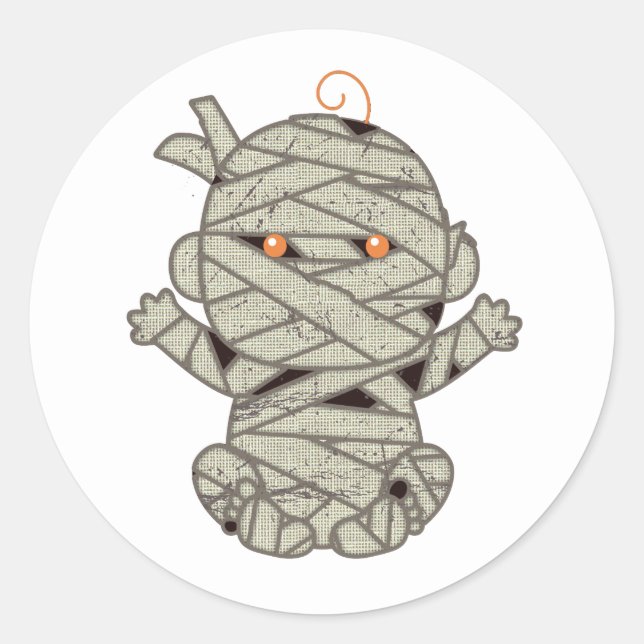 Sticker Rond Mummy Baby Eyes Orange ID683 (Devant)