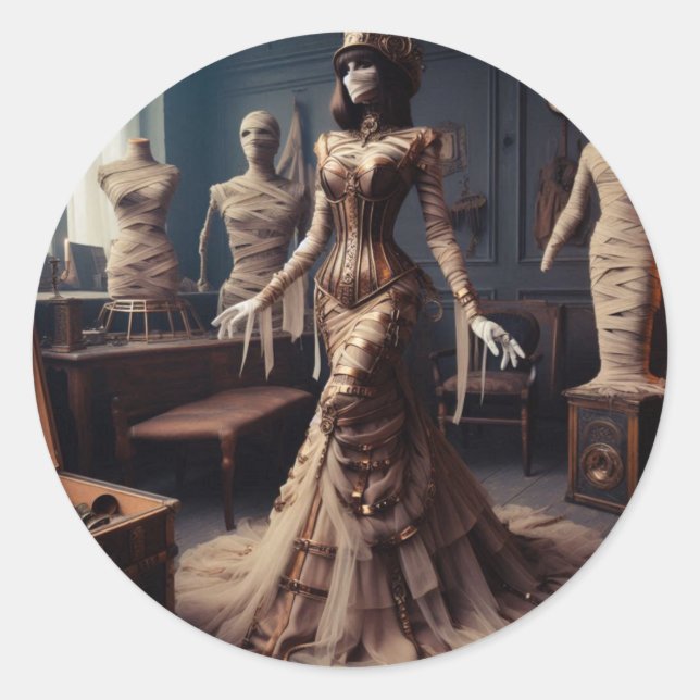 Sticker Rond Mummy Queen Steampunk victorien gothique (Devant)
