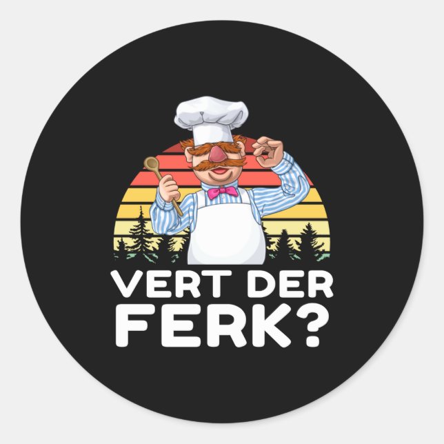 Sticker Rond Muppet Show Swedish Chef Expletive New Funny Stic  (Devant)