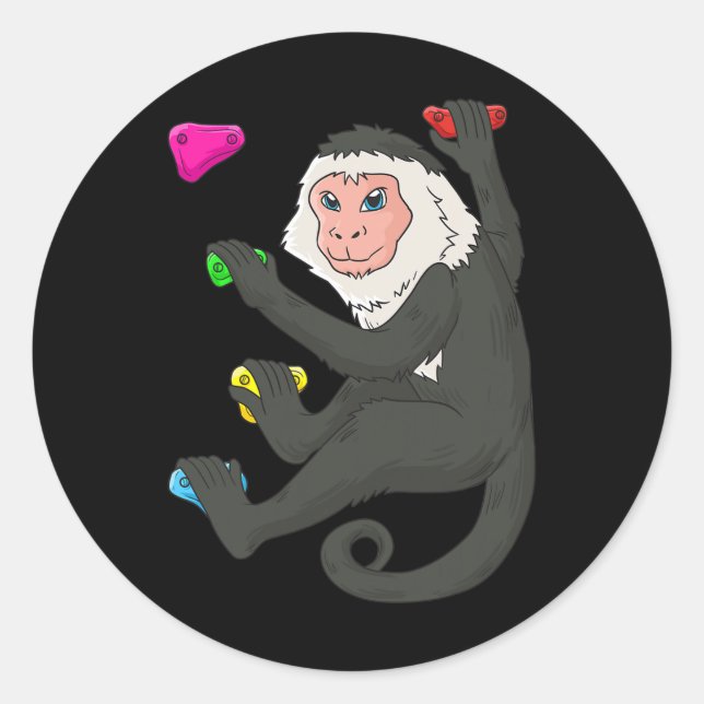 Sticker Rond Mur de grimpe en bloc pour singe capucin  (Devant)