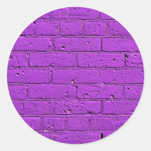 Sticker Rond Mur en brique violet peint (Devant)