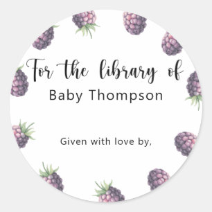 Sticker Rond Mûre - Ex-libris pour Baby Shower, livres pour béb