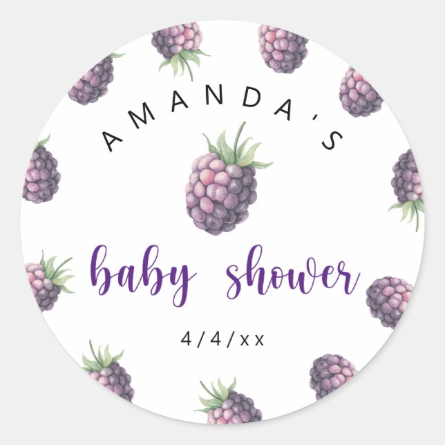 Sticker Rond Mûres - Baby shower (Devant)