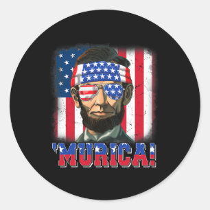Sticker Rond Murica Abe Lincoln 4 juillet Murica Patriotic Me