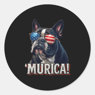 Sticker Rond Murica Bulldog 4 juillet Drapeau américain patriot