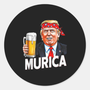 Sticker Rond Murica rend Noël à nouveau génial drôle Trump boit