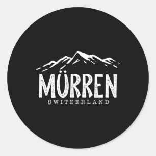 Sticker Rond Murren Suisse Montagnes Skieur Suisse Ski