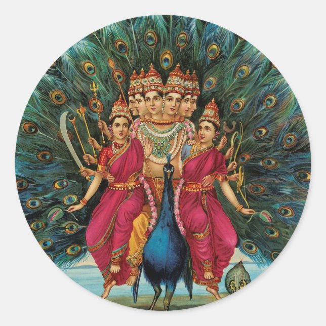 Sticker Rond Murugan Kartikeyan Skanda Subrahmanyan Hindu Deity (Devant)