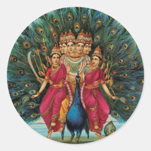 Sticker Rond Murugan Kartikeyan Skanda Subrahmanyan Hindu Deity