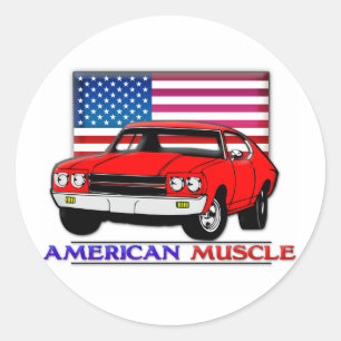 Sticker Rond Muscle fait américain
